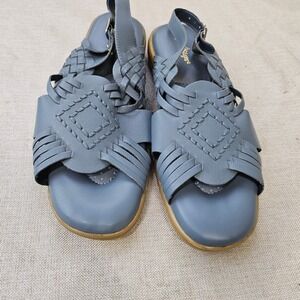 Angel Steps Huarache Sandals Womens 9W Blue Leather Woven Slingback Flat Comfort